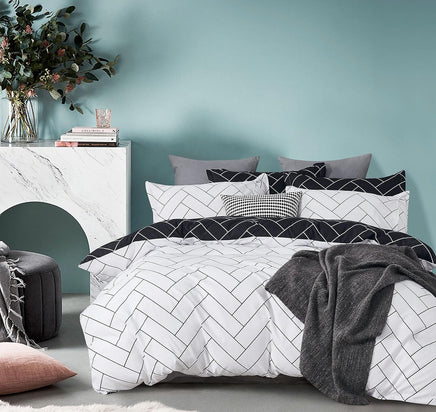 Print Microfibre Quilt Cover Set (3Pcs) - Ultra Soft, Comfy, Luxurious Duvet Cover with Zipper Closure - Elegant Design Quilt Cover Set for Bedding - Glen - King Size Home & Garden Kings Warehouse