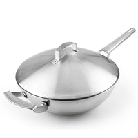 Professional 12 Inch 32cm Three-Layer 304Stainless Steel Chef's Pan Wok with Lid Kings Warehouse 