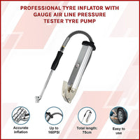 Professional Tyre Inflator with Gauge Air Line Pressure Tester Tyre Pump Tools Kings Warehouse