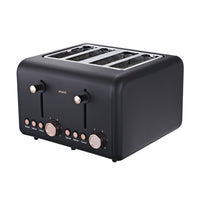 Pronti 4 Slice Toaster Rose Trim Collection - Black Kings Warehouse
