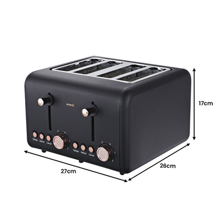 Pronti 4 Slice Toaster Rose Trim Collection - Black Kings Warehouse