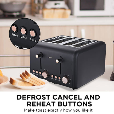 Pronti 4 Slice Toaster Rose Trim Collection - Black Kings Warehouse