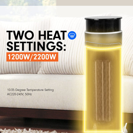 Pronti Electric Tower Heater 2000W Ceramic Portable Remote - Black Kings Warehouse