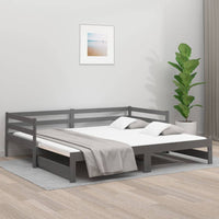 Pull-out Day Bed Grey 2x(92x187) cm Solid Wood Pine bedroom furniture Kings Warehouse 