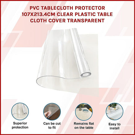 PVC Tablecloth Protector 107X213.4CM Clear Plastic Table Cloth Cover Transparent Home & Garden Kings Warehouse