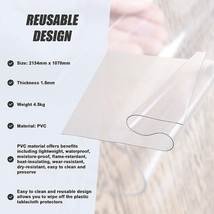 PVC Tablecloth Protector Table Cover Dining Table Cloth Plastic 2134x1070mm 1.5mm Home & Garden Kings Warehouse