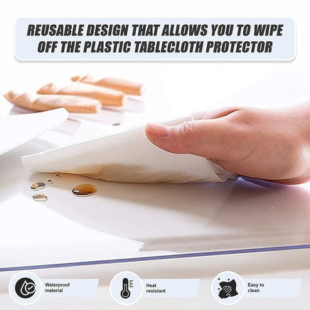 PVC Tablecloth Protector Table Cover Dining Table Cloth Plastic 2134x1070mm 1.5mm Home & Garden Kings Warehouse