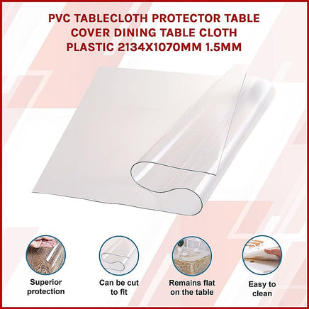 PVC Tablecloth Protector Table Cover Dining Table Cloth Plastic 2134x1070mm 1.5mm Home & Garden Kings Warehouse