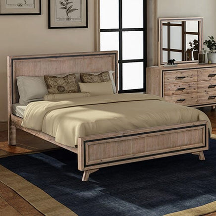Queen Size Silver Brush Bed Frame in Acacia Wood Construction Furniture Kings Warehouse