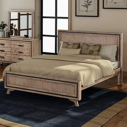 Queen Size Silver Brush Bed Frame in Acacia Wood Construction Furniture Kings Warehouse