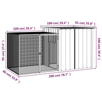 Rabbit Cage Anthracite 200x91x100 cm Galvanised Steel Kings Warehouse