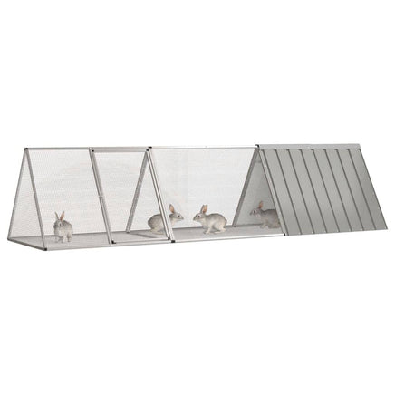 Rabbit Cage Grey 302.5x80.5x71 cm Galvanised Steel Kings Warehouse