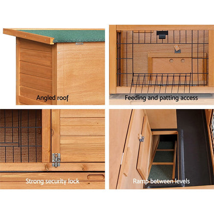 Rabbit Hutch Chicken Coop 91.5cm x 45cm x 82cm Chicken Coop Large Wooden House Run Cage Pet Care Kings Warehouse