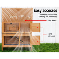 Rabbit Hutch Chicken Coop 91.5cm x 45cm x 82cm Chicken Coop Large Wooden House Run Cage Pet Care Kings Warehouse