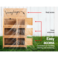 Rabbit Hutch Chicken Coop 91.5cm x 46cm x 116.5cm Chicken Coop Large House Cage Run Wooden Outdoor Pet Care Kings Warehouse