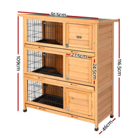 Rabbit Hutch Chicken Coop 91.5cm x 46cm x 116.5cm Chicken Coop Large House Cage Run Wooden Outdoor Pet Care Kings Warehouse