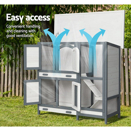 Rabbit Hutch Chicken Coop 98cm x 45cm x 92cm Chicken Coop Large Wooden House Run Cage Outdoor Pet Care Kings Warehouse