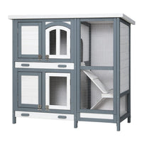 Rabbit Hutch Chicken Coop 98cm x 45cm x 92cm Chicken Coop Large Wooden House Run Cage Outdoor Pet Care Kings Warehouse