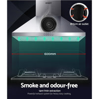 Range Hood 60cm 600mm Kitchen Canopy Stainless Steel Rangehood Wall Mount Appliances Stocktake Sale Kings Warehouse