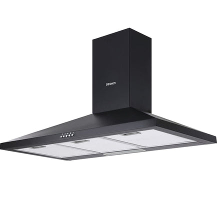 Range Hood Rangehood 90cm 900mm Kitchen Canopy LED Light Wall Mount Black Appliances Stocktake Sale Kings Warehouse