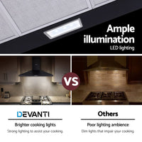 Range Hood Rangehood 90cm 900mm Kitchen Canopy LED Light Wall Mount Black Appliances Stocktake Sale Kings Warehouse