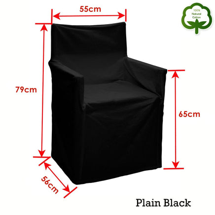 Rans Alfresco 100% Cotton Director Chair Cover - Plain Black Furniture Kings Warehouse