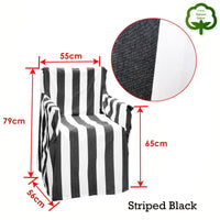 Rans Alfresco 100% Cotton Director Chair Cover - Striped Black Furniture Kings Warehouse