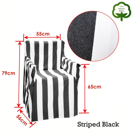 Rans Alfresco 100% Cotton Director Chair Cover - Striped Black Furniture Kings Warehouse