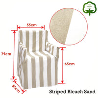 Rans Alfresco 100% Cotton Director Chair Cover - Striped Bleach Sand Furniture Kings Warehouse