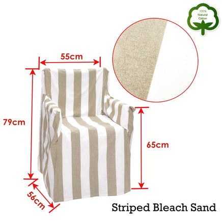 Rans Alfresco 100% Cotton Director Chair Cover - Striped Bleach Sand Furniture Kings Warehouse