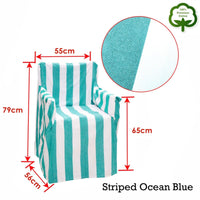 Rans Alfresco 100% Cotton Director Chair Cover - Striped Ocean Blue Furniture Kings Warehouse