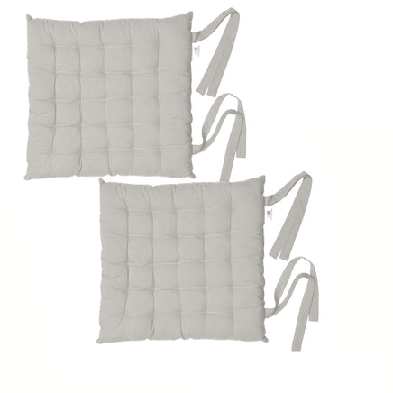 Rans Set of 2 Alfresco Cotton Chair Pads 40x40 cm - Plain Silver Home & Garden Kings Warehouse