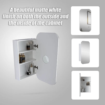 Rectangle Wall Hung Bathroom Mirror Shaving Cabinet Vanity Matte White Health & Beauty Kings Warehouse