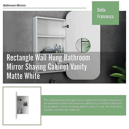 Rectangle Wall Hung Bathroom Mirror Shaving Cabinet Vanity Matte White Health & Beauty Kings Warehouse