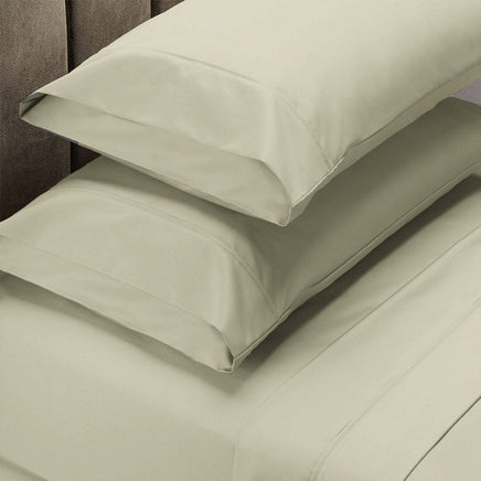 Renee Taylor 1500 Thread Count Pure Soft Cotton Blend Flat & Fitted Sheet Set Ivory King Home & Garden Kings Warehouse