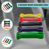 Resistance Band Loop Set of 5 Heavy Duty Gym Yoga Workout Sports & Fitness Kings Warehouse