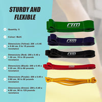 Resistance Band Loop Set of 5 Heavy Duty Gym Yoga Workout Sports & Fitness Kings Warehouse