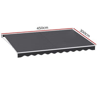 Retractable Folding Arm Awning Manual Sunshade 4.5Mx3M Grey Home & Garden Kings Warehouse