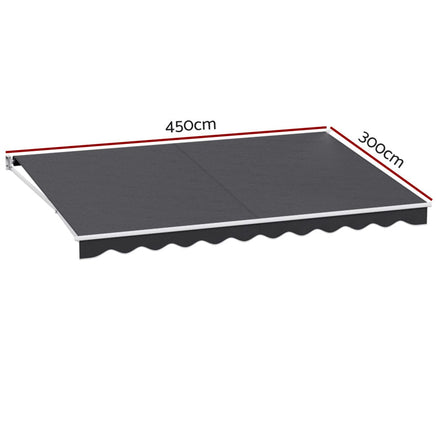 Retractable Folding Arm Awning Manual Sunshade 4.5Mx3M Grey Home & Garden Kings Warehouse