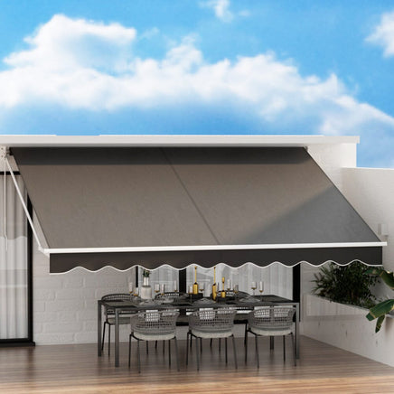 Retractable Folding Arm Awning Manual Sunshade 4.5Mx3M Grey Home & Garden Kings Warehouse