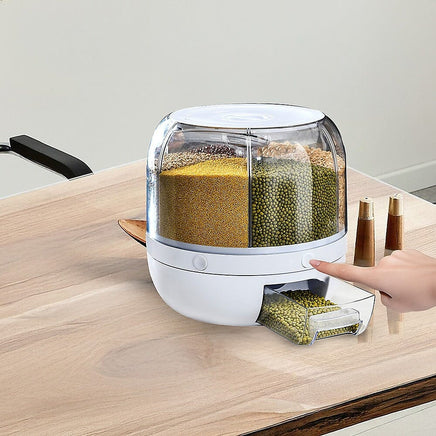 Rice Storage Cereal Dispenser Grain Container Rotating Dry Food Box Home & Garden Kings Warehouse