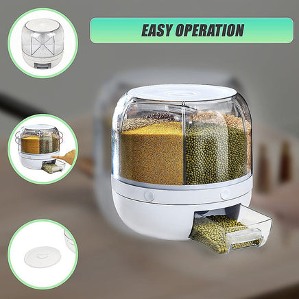 Rice Storage Cereal Dispenser Grain Container Rotating Dry Food Box Home & Garden Kings Warehouse