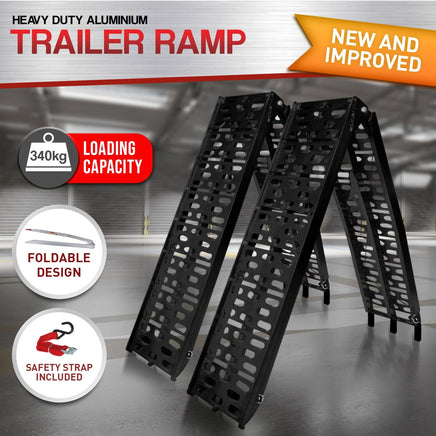 Rigg 2x Aluminium ATV Loading Ramp Foldable - Black Kings Warehouse