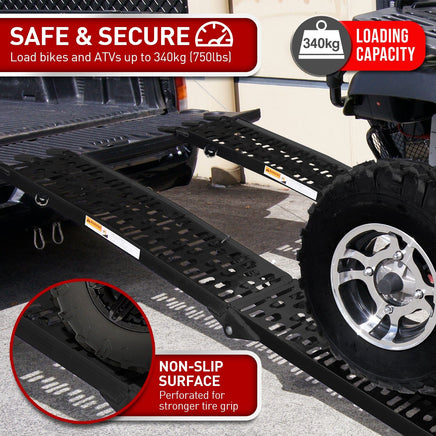 Rigg 2x Aluminium ATV Loading Ramp Foldable - Black Kings Warehouse