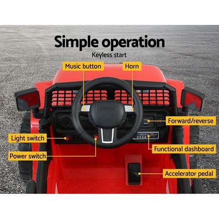 Rigo Kids Ride On Car Electric 12V Car Toys Jeep Battery Remote Control Red Kings Warehouse