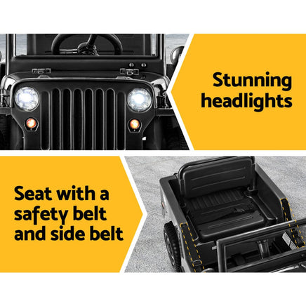 Rigo Kids Ride On Car Off Road Military Toy Cars 12V Black Big Baby Bazaar Kings Warehouse