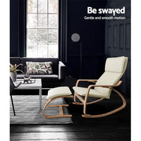 Rocking Armchair Footstool Bentwood Beige Furniture Kings Warehouse