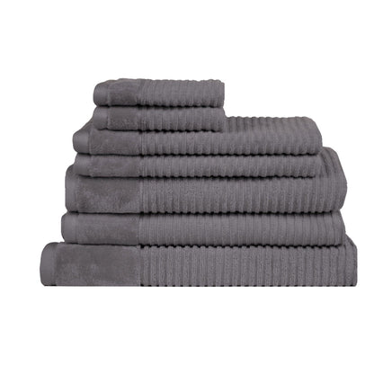 Royal Excellency 7 Piece Cotton Bath Towel Set - Charcoal Home & Garden Kings Warehouse