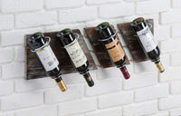 Rustic Wood and Metal Wine Rack Set for 4 Bottle Storage Holder for Home Bar Kitchen Living Room Kings Warehouse