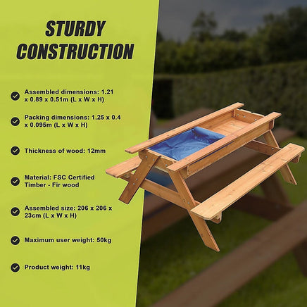 Sand & Water Wooden Picnic Table Baby & Kids Kings Warehouse